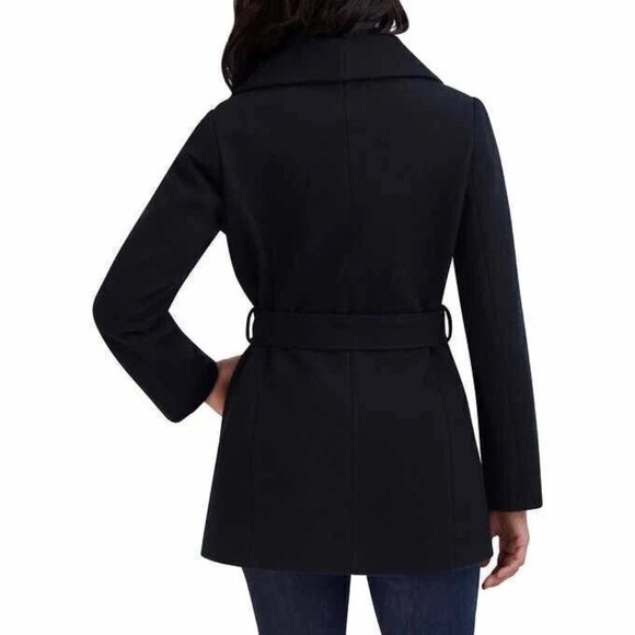 TAHARI Women' Wrap Coat with Tie Belt; Black, L; FREE SHIPPING - Picture 4 of 5